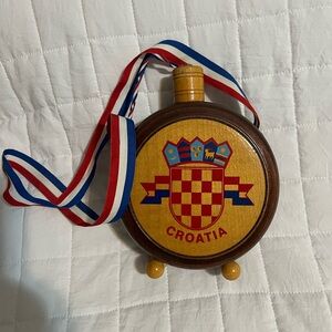 Croatia Cuturica Emblem Wooden Flask Canteen with Strap